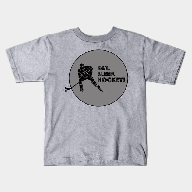 Eat. Sleep. Hockey! Kids T-Shirt by DizzySpells Designs
